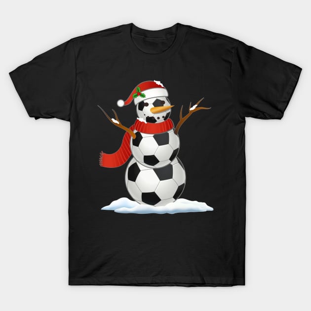 Soccer Santa Hat Snowman Christmas Lights Funny Xmas Squad T-Shirt by KhanhVan